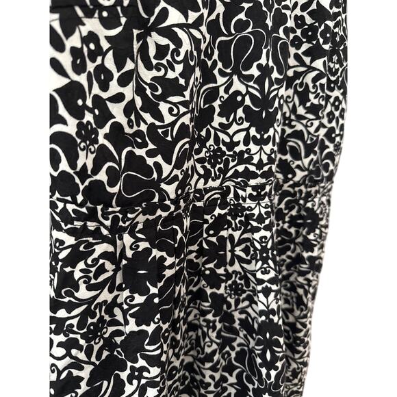 Tory Burch Monochrome Silk-Blend Shift Dress‎ Black/White Florals Size 6 - Picture 9 of 11